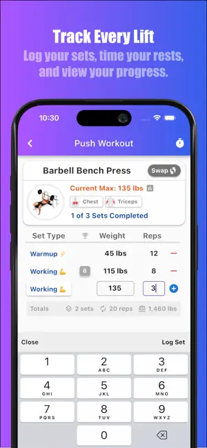 Bench Gym Log: Workout Tracker - 記錄您的訓練歷程，提升運動效率！原價 $99.99，限時免費iOS APP