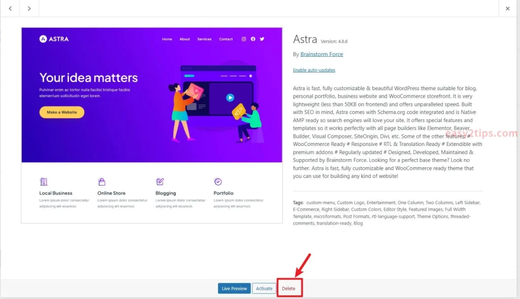 刪除 WordPress 主題