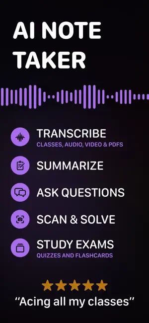 AI Note Taker - AI筆記助手，讓你課堂學習變得更有趣、更有效！原價 $99.99，終生版限時免費iOS APP